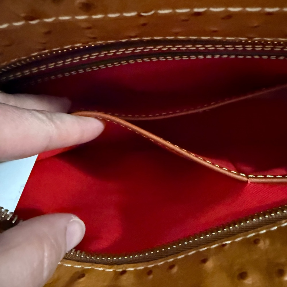 Dooney & Bourke Brown Ostrich-Embossed Tote - Picture 10 of 14